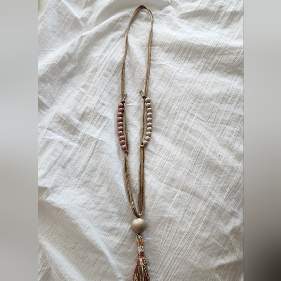 Tassled Long Beaded Necklace (adjustable length!) - Picture 3 of 4